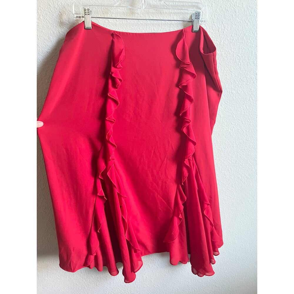 Rodarte X Universal Standard Red Chiffon Ruffle Mid Skirt Women 18-20 Balletcore - Picture 7 of 9